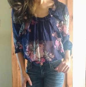 Anthropology Leifsdottia Silk Floral Blouse